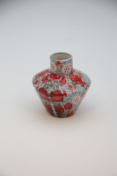 Vase Glas rot/weiss 3x10x10cm