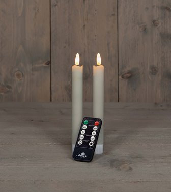LED Stabkerze Rustikal Wachs elfenbein 18cm 2Stück