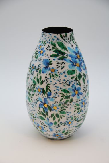 Vase Metall grün/blau 7x16x28cm