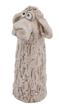 Figur Schaf Steingut creme 10,5x10x20cm