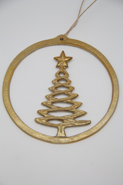 Hänger Baum Aluminium gold 13cm