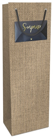 Tasche 12x36x10cm Kraftpapier Jute m.Geldbrief