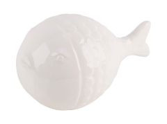 Fisch Steingut weiß outdoor 22x13,5x12,5cm