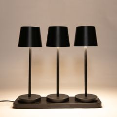 Tischlampe mit Ladestation USB schwarz 27,59cm 3er Set