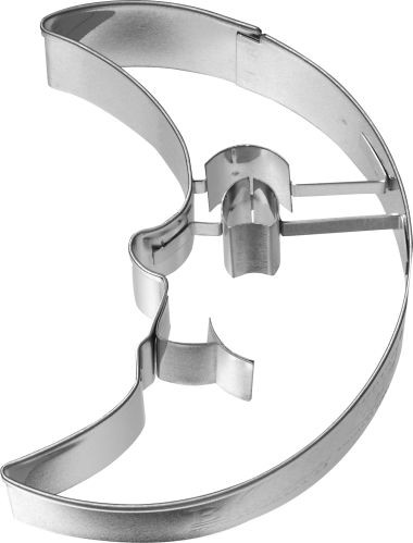 Ausstechform Mond 8cm Edelstahl mit Innenprägung PG blau