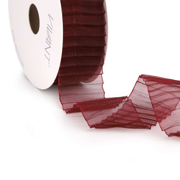 Band ORGANZA PLISSE 38mmx10m bordeaux