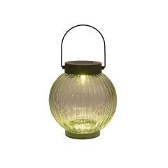 Laterne Solar Glas olivgrün 1LED 15x14,5cm