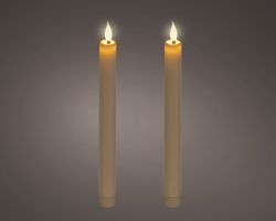 LED Tafelkerze gold indoor 24x2,2cm 2er Set