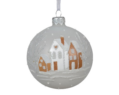 Kugel Glas winterweiss 8cm