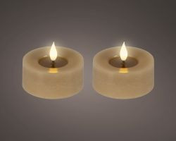 LED Teelicht braun indoor 6x7,5cm 2er Set