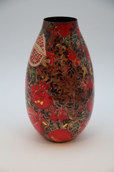 Vase Metall rot/braun 7x16x28cm
