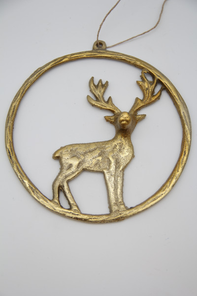 Hirsch Hänger Aluminium gold 14x2,5cm