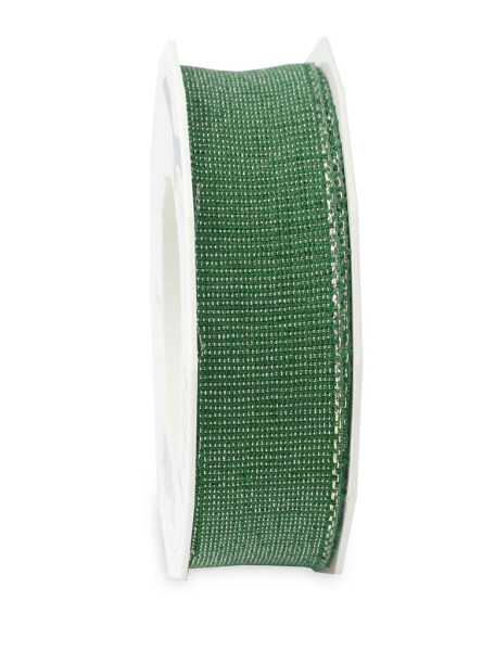 Band CHRISTMAS LEINEN 25mmx15m tannengrün/gold