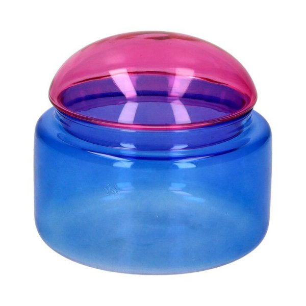 Dose Glas pink/blau 10x9x10cm