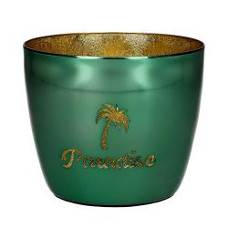 Windlicht Madras M, Motiv: Paradise Eisen hellgrün/gold H8,5cm, D10cm