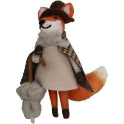 Hänger Fuchs m. Schirm Filz beige 15cm