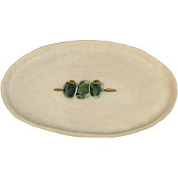 Teller Olives Steinzeug grün 19,5x12x2cm