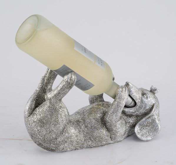 Flaschenhalter Hund Poly silber 30x11x18cm
