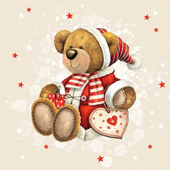 Serviette Atelier 33x33cm Weihnachtsteddy