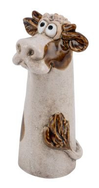 Figur Kuh Steingut creme/braun 10x7,5x19,5cm