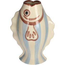 Vase Fisch Steingut braun 21x12x31cm