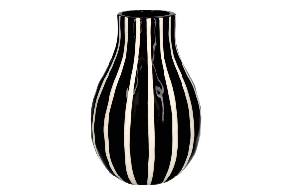 Vase Gestreift L schwarz/weiß 15,6x15,6x23,4cm