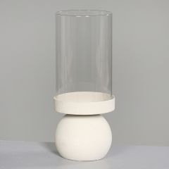 Windlicht Metall, inkl. Glas creme 30cm