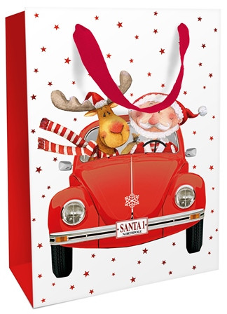 Geschenktasche 26x36x13 Santa´s Red Car
