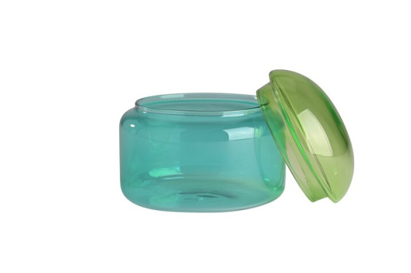 Dose Glas grün/blau 12x11x12cm
