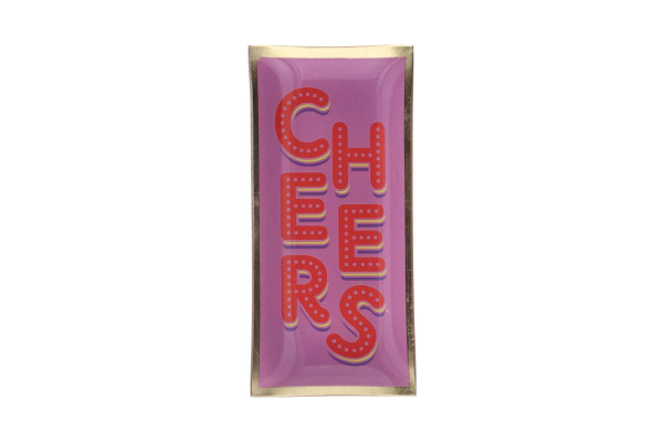 Glasteller Cheers hot pink 10x0,8x21cm