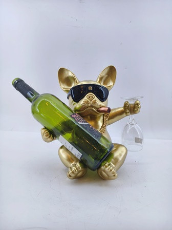 Flaschenhalter Bulldog Poly schwarz gold25,5cm