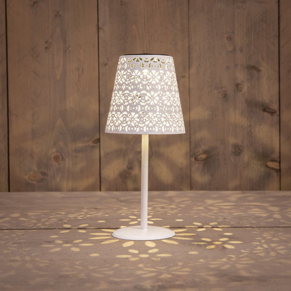 Solar Tischlampe Metall antikweiss 1LED 12X28cm