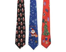 Schlips Xmas Polyester 9x0,5x75cm 3fach sort.