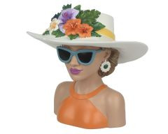 Topf Polyresin orange 22x16,5x21cm