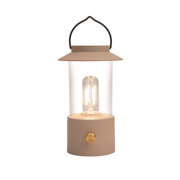 Laterne IP44 matt sand ww dimmbar LED inkl. USB 24X9cm