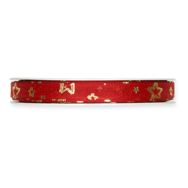 Band Druck Sternchen 10mmx20m rot/gold