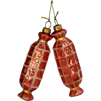 Hänger Salami Duo Glas rot 12,8cm