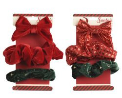Set Schleife u. Haargummis Xmas Polyester samt 18x9,5x2cm