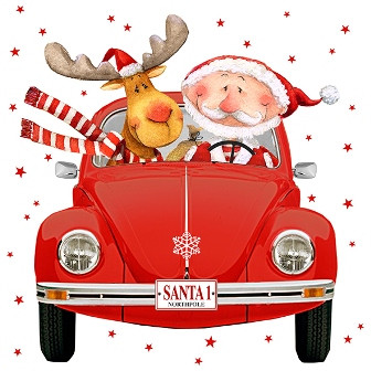 Serviette Atelier 33x33cm Santa's Red Car