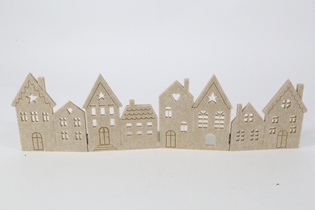 Häuserreihe faltbar Filz beige 60x16,5x0,8cm