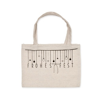 Geschenktasche FROHES FEST natur/schwarz