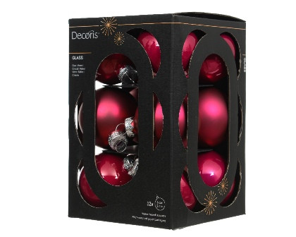 Kugeln Glas festive pink mix 12St. 6cm