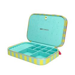 Schmucketui BaumwolleTreasure M gestreift hellgrün/ türkis 24x17x5,5cm