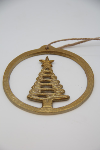 Hänger Baum Aluminium gold 10cm