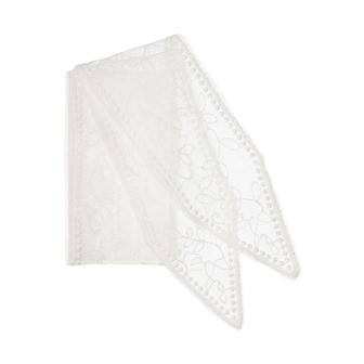 Spitze Stickerei Blätter weiss 1,3m