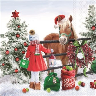 Serviette Horse girl 33x33cm