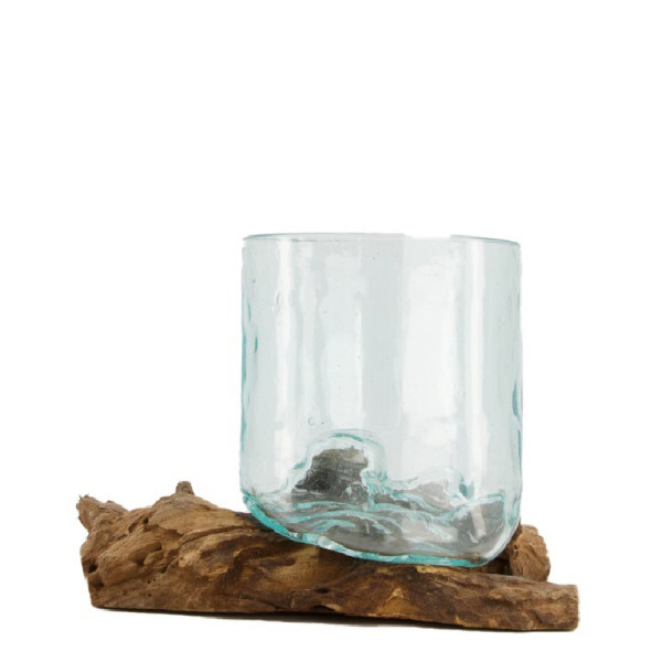Wurzel mit Glas natur 27x16x16cm