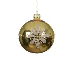 Kugel Blume gold Glas D8cm