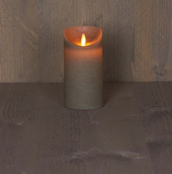 LED Stumpenkerze Rustikal Wachs taupe 15x7.5cm