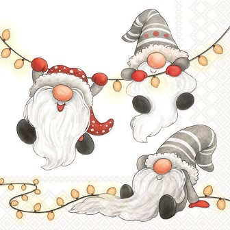 Serviette Gnomes on the light chain white 33x33cm